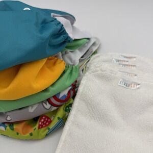 ALVABABY 5 Cloth Diaper with 5 Inserts One Size Adjustable Washable Reusable